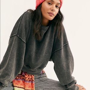 Free People Jojo Pullover in Washed Black